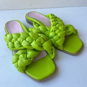 Vionic Kalina Women's Slide Sandals Braided Lime Green 7.5